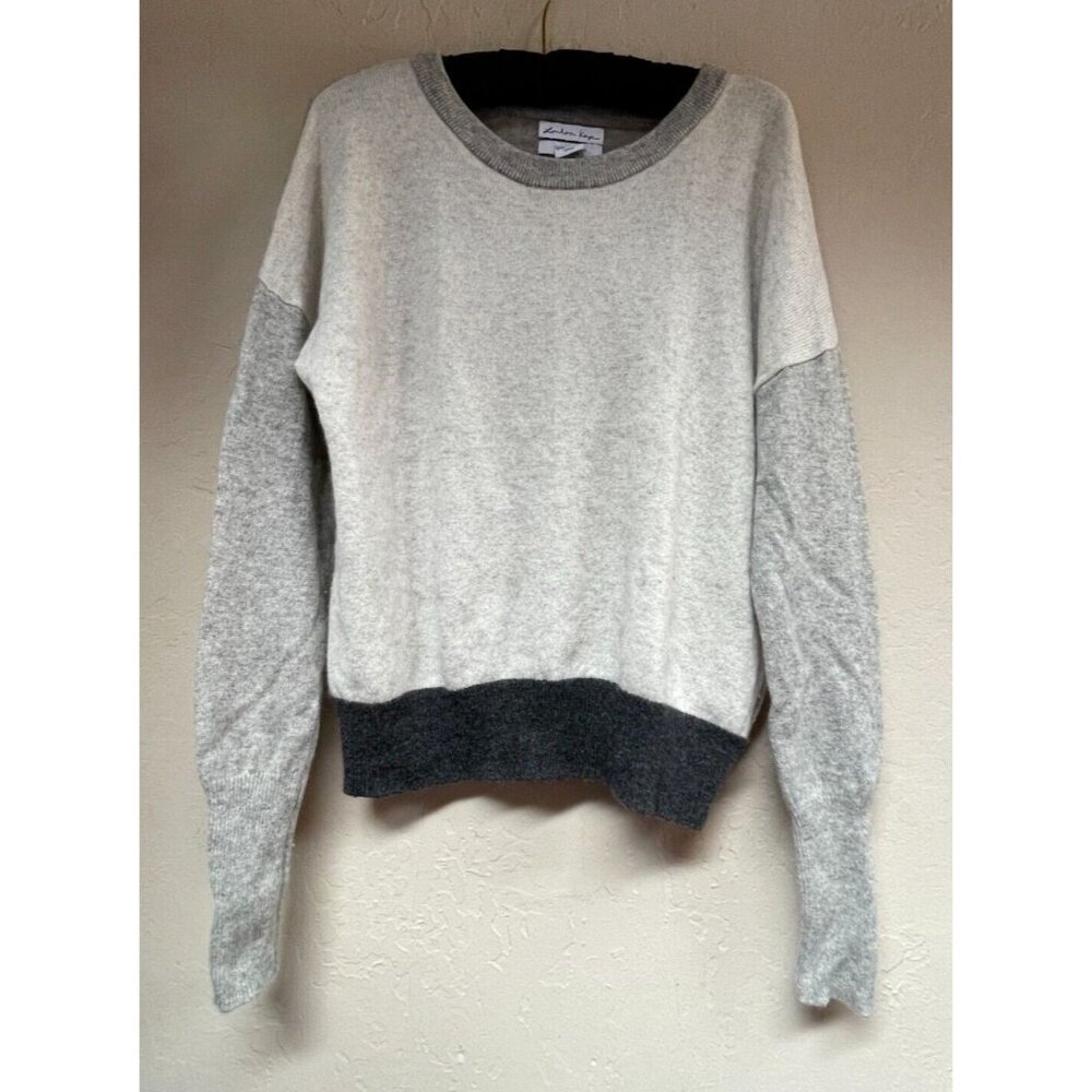 London Kaye Womens Large Gray Cashmere Sweater Long Sleeve Loose Fit Pullover